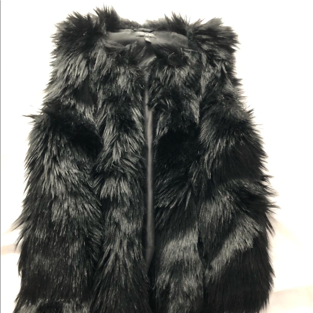 Topshop black faux fur vest